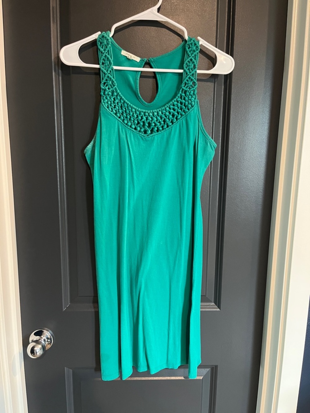 Maurices Teal Crochet Yoke Midi Dress